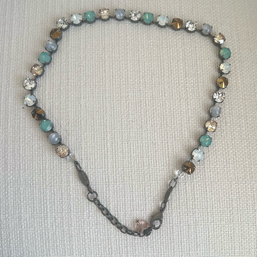 Sabika Creative Fun Choker - Multi Colored Crystal Stones Teal Amber